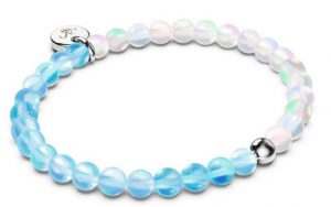 Aquamarine & White .925 Sterling Silver Mermaid Glass Bead Bracelet