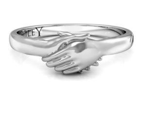 TED POLEY MISS YOUR TOUCH HAND IN HAND RING IN .925 STERLING SILVER